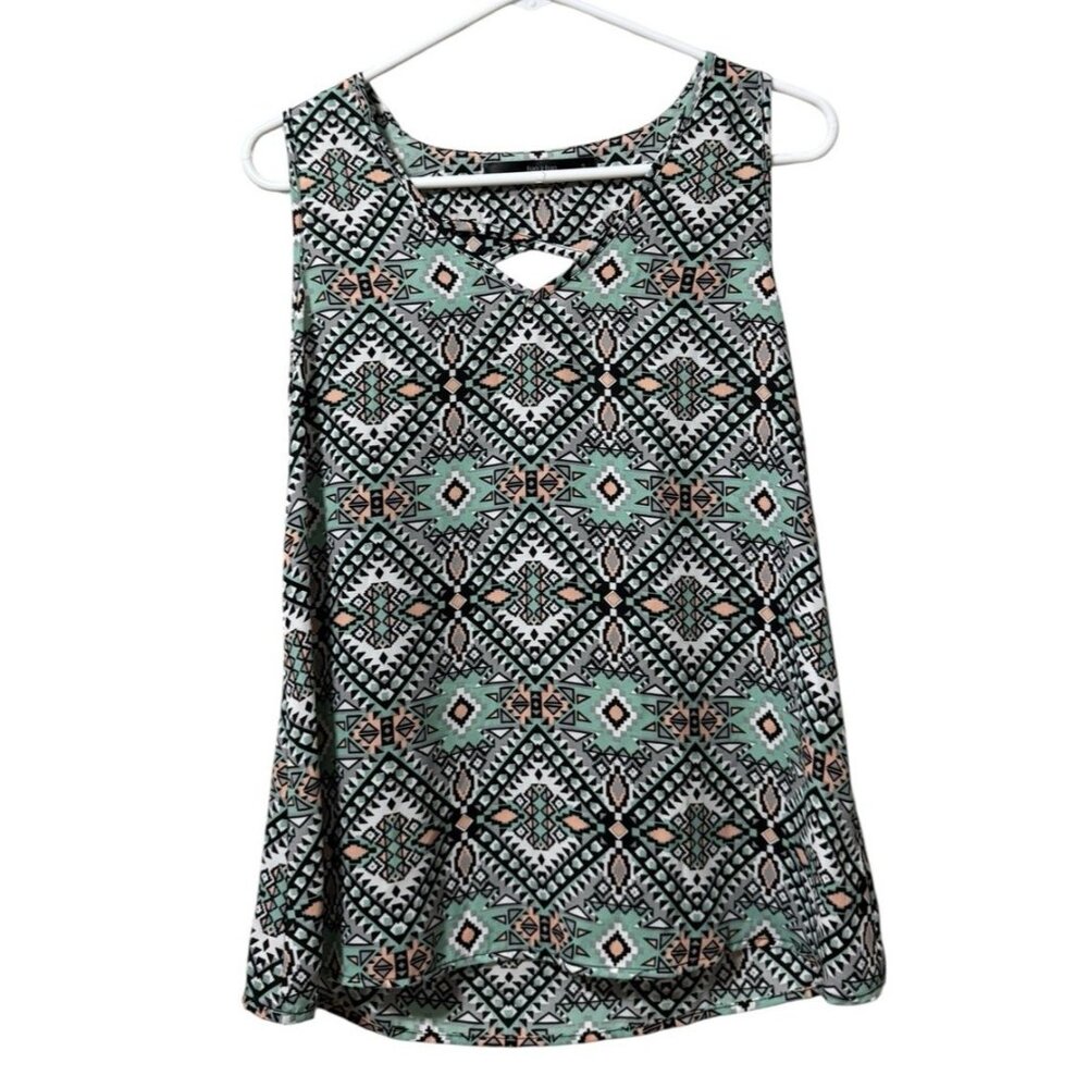 Fun 2 Fun Women Size Small Sleeveless Tank Top Aztec Lightweight Stretch Beach